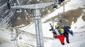 Riding on Telesiege in Dizin