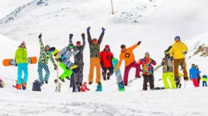 Happy Skiers Skiing in Iran